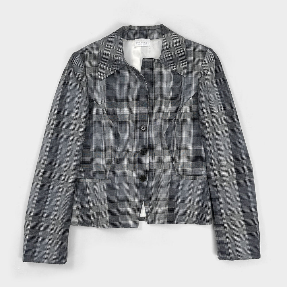 Iceberg Asymmetric Pattern Wool Blazer 2000's