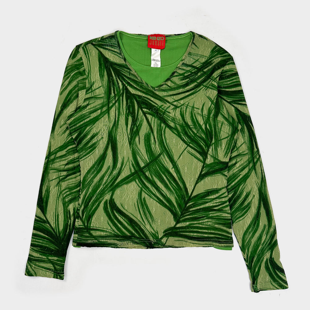 Kenzo 2-Layer Jungle Print Mesh Top 2000's