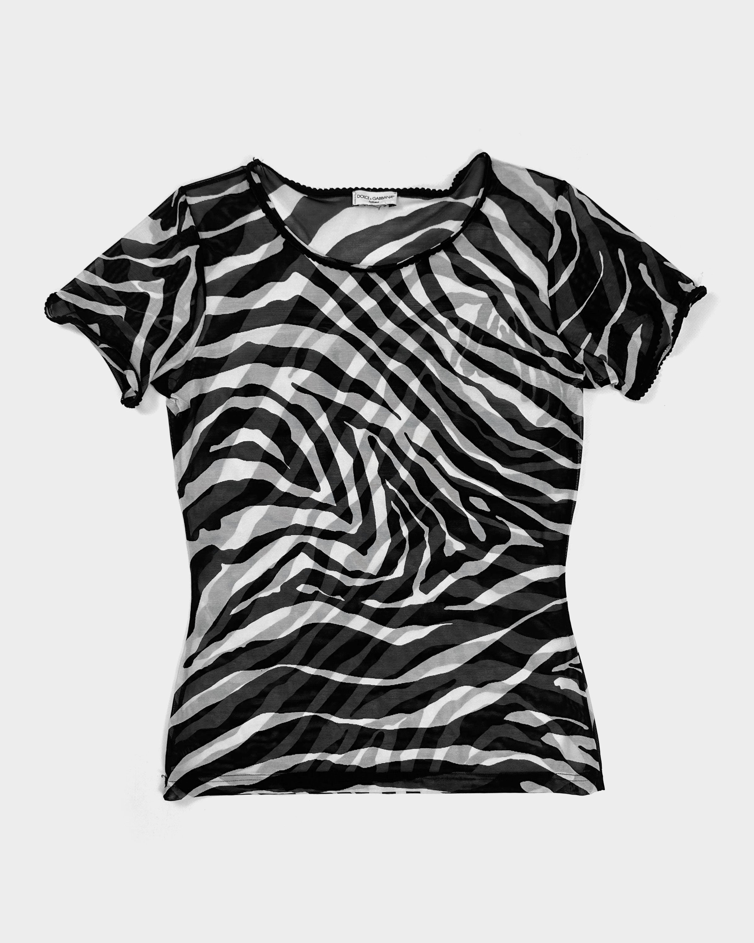 Dolce & Gabbana ゼブラ柄　タンクトップ　M Dolce & Gabbana Zebra Print Mesh Top 2000's – Vintage TTS