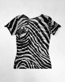Dolce & Gabbana Zebra Print Mesh Top 2000's