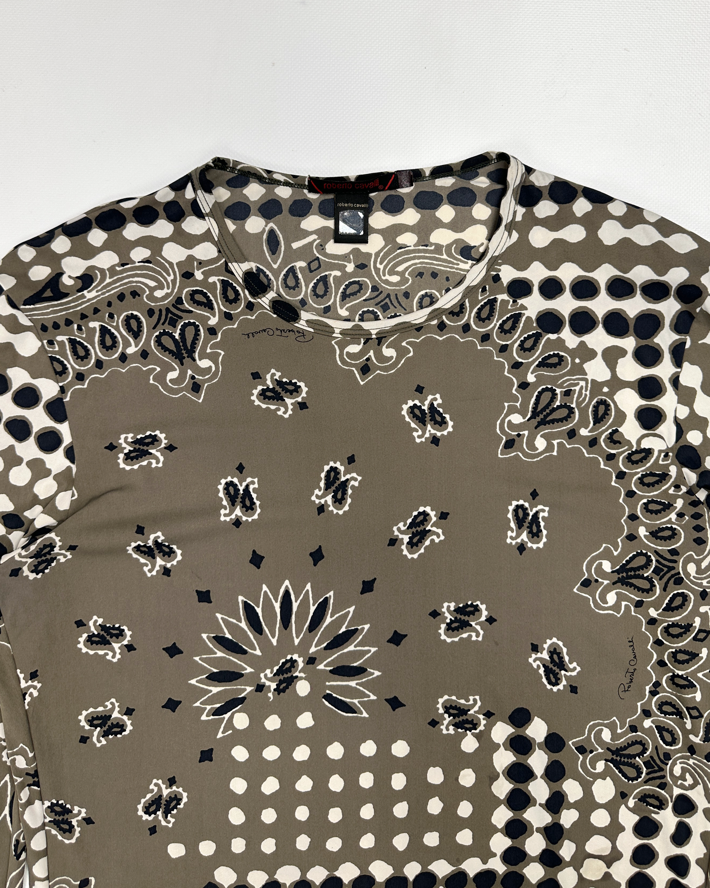 Roberto Cavalli Bandana Print Green Top 2000's