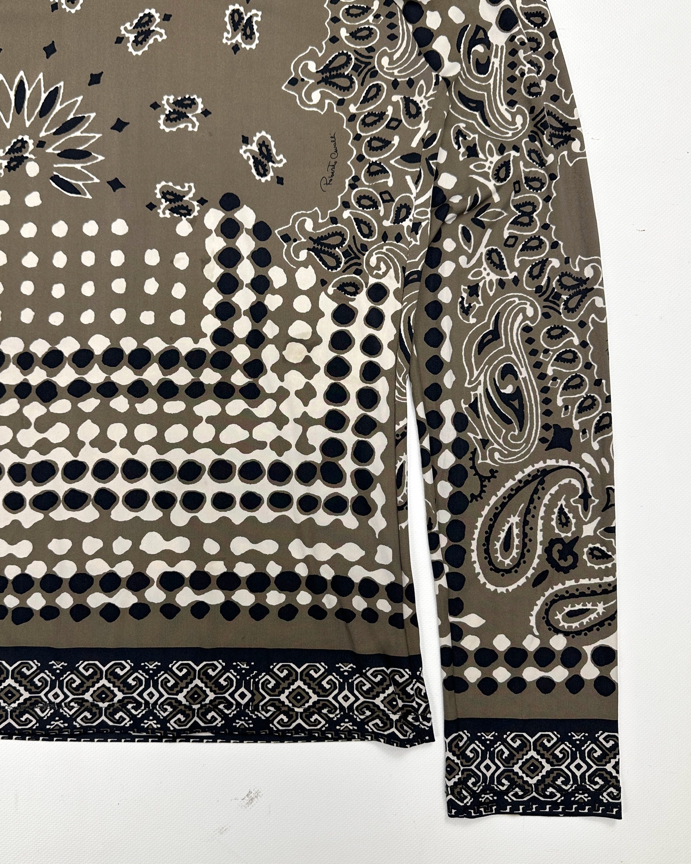 Roberto Cavalli Bandana Print Green Top 2000's