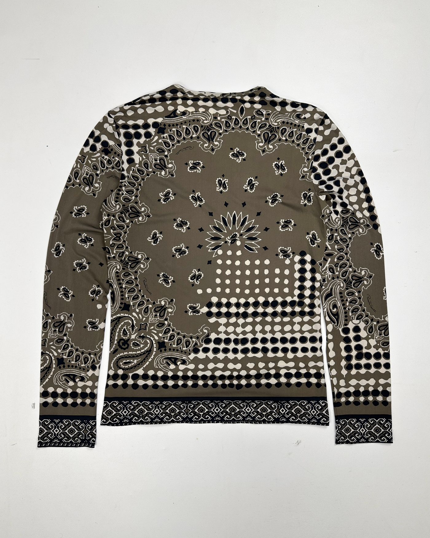 Roberto Cavalli Bandana Print Green Top 2000's