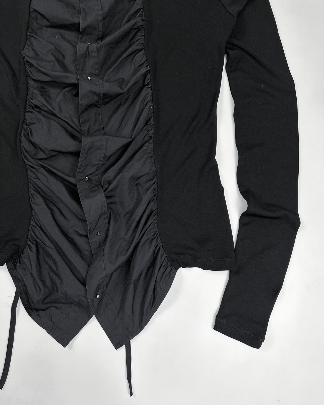 Jean Paul Gaultier 2-Texture Black Wrapped Shirt 2000's