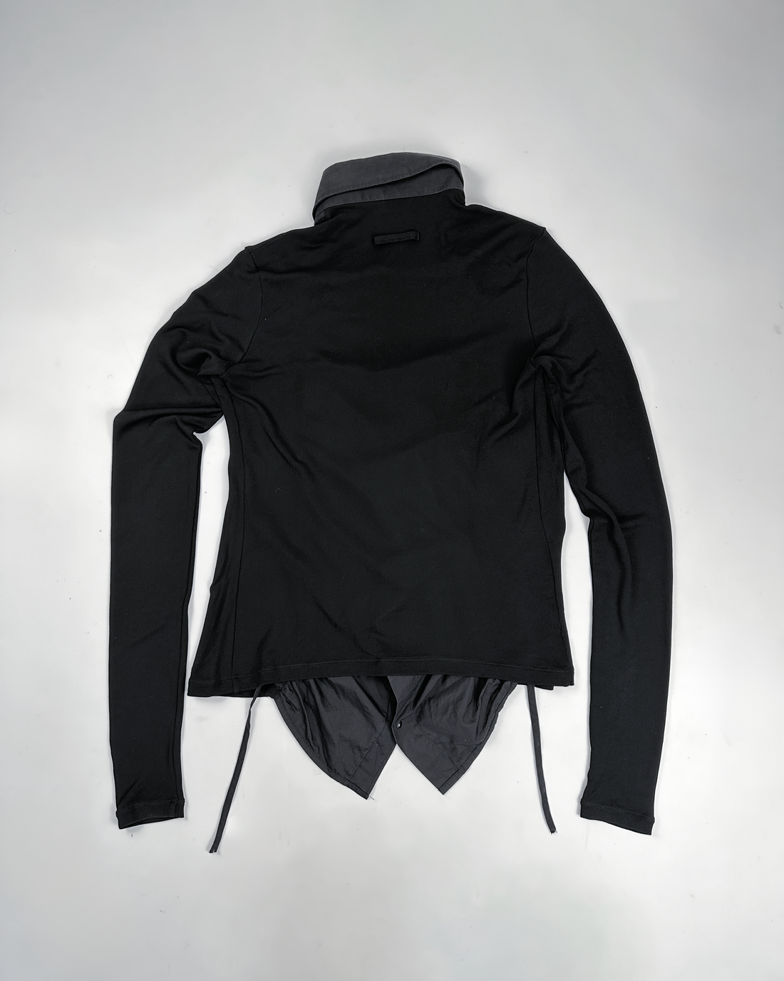Jean Paul Gaultier 2-Texture Black Wrapped Shirt 2000's
