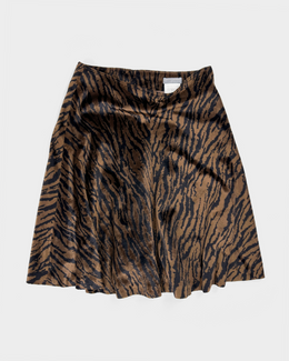 Paco Rabanne Brown Tiger Print Skirt 1990's