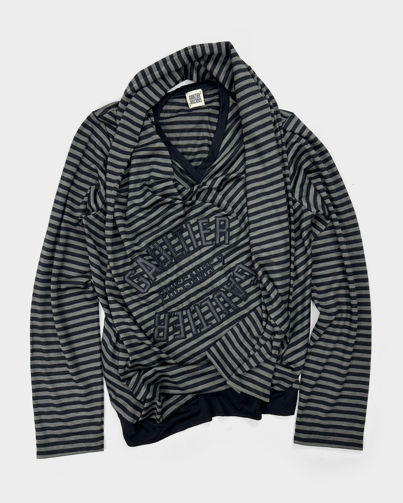 Jean Paul Gaultier 2 Built-in Scarf Stripes Top 2000's