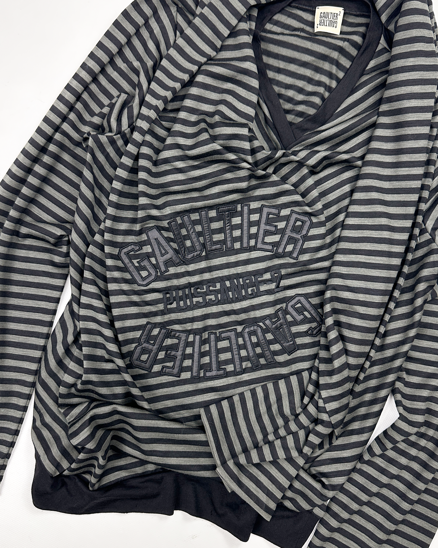 Jean Paul Gaultier 2 Built-in Scarf Stripes Top 2000's