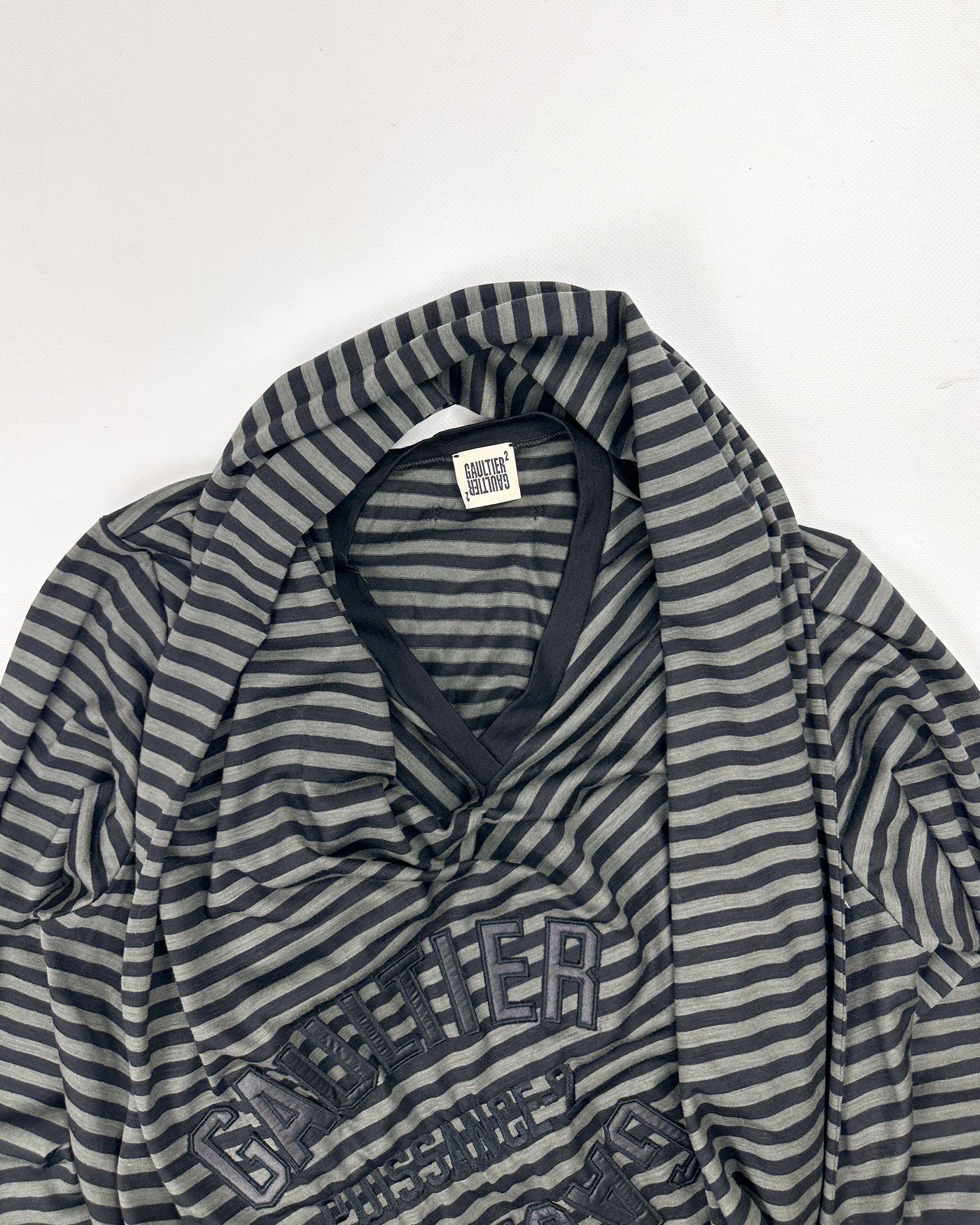 Jean Paul Gaultier 2 Built-in Scarf Stripes Top 2000's