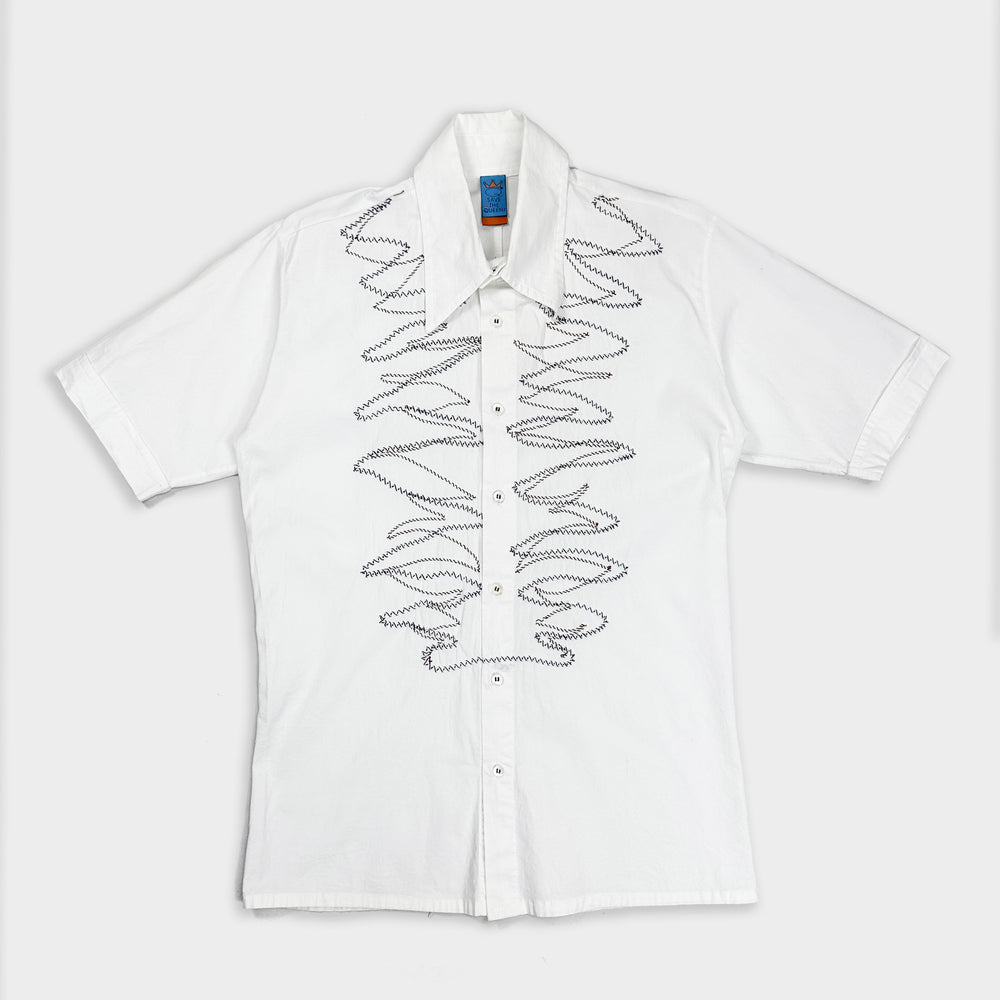 Save The Queen Stitched White Shirt 2000's