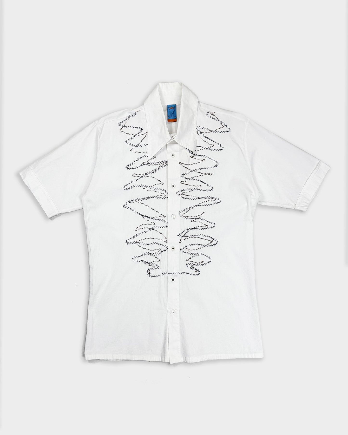 Save The Queen Stitched White Shirt 2000's