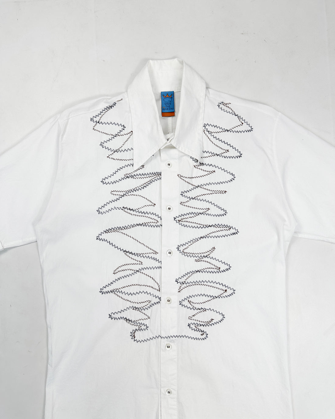 Save The Queen Stitched White Shirt 2000's