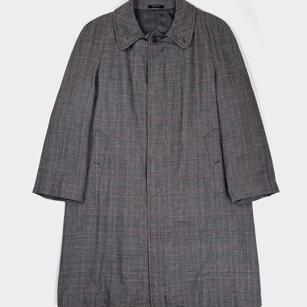 Burberry's Checkered Button Wool Long Coat 1980's