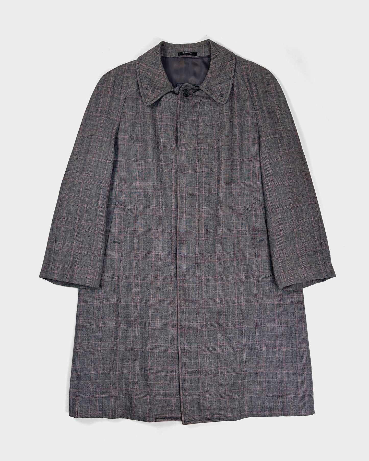 Burberry's Checkered Button Wool Long Coat 1980's