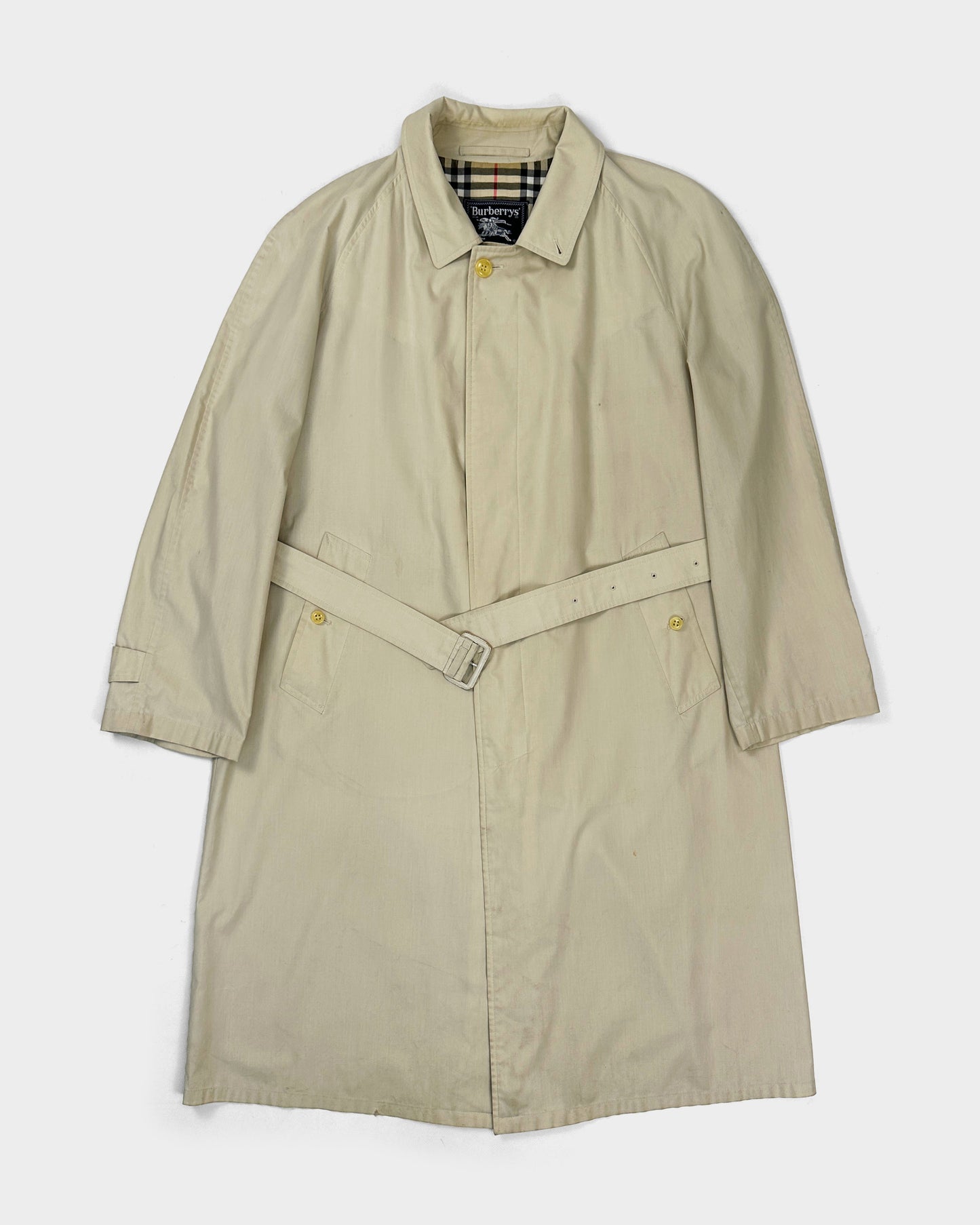 Burberry's Beige Belted Trench Coat 1980's