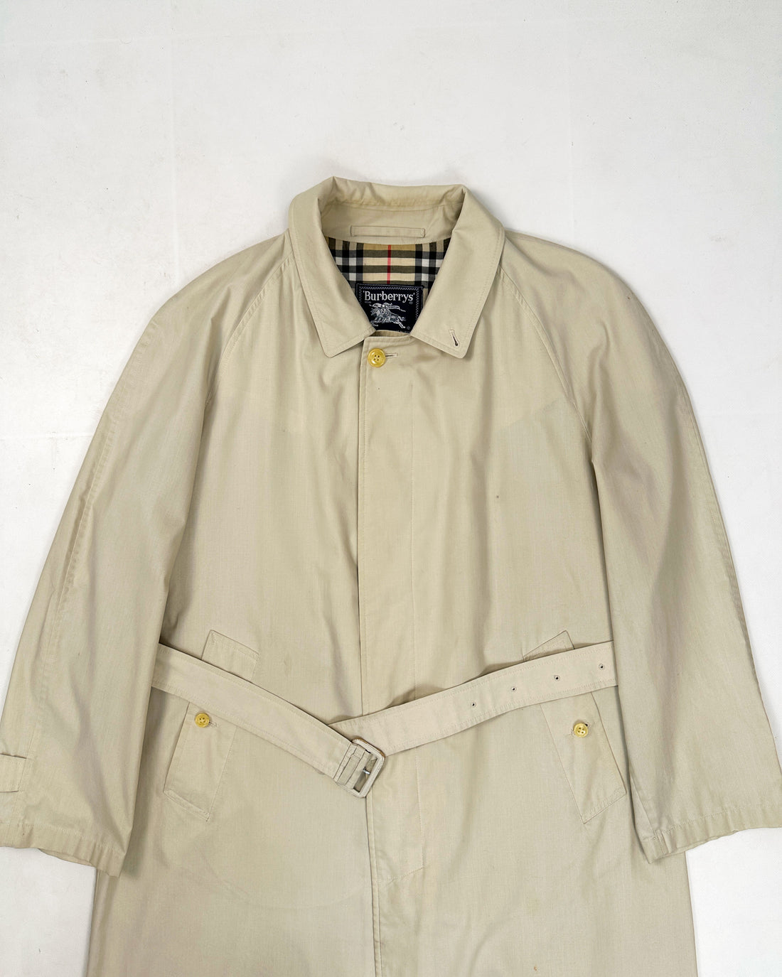 Burberry's Beige Belted Trench Coat 1980's