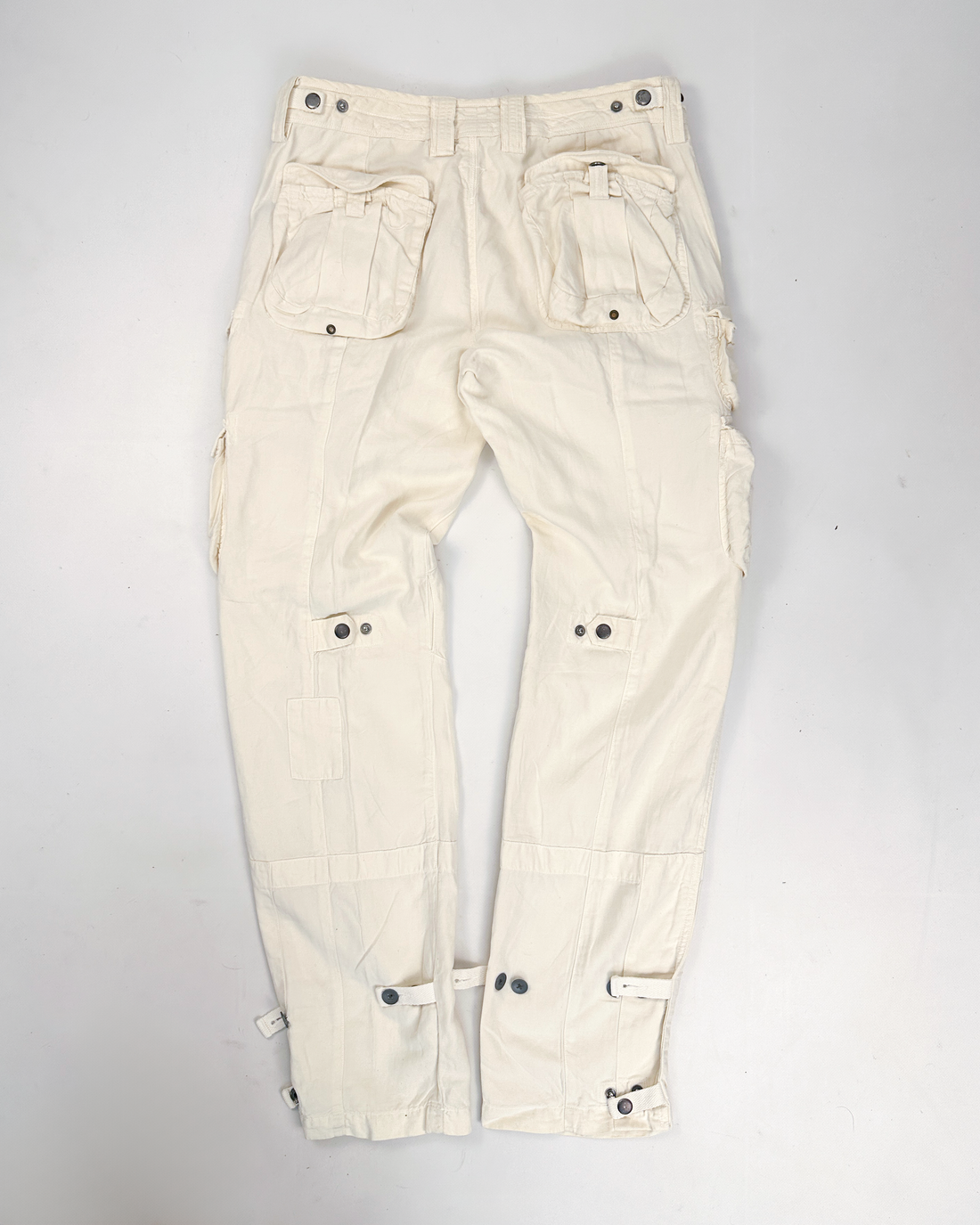 Ralph Lauren Cream White Linen + Silk Cargo Pants 2000's