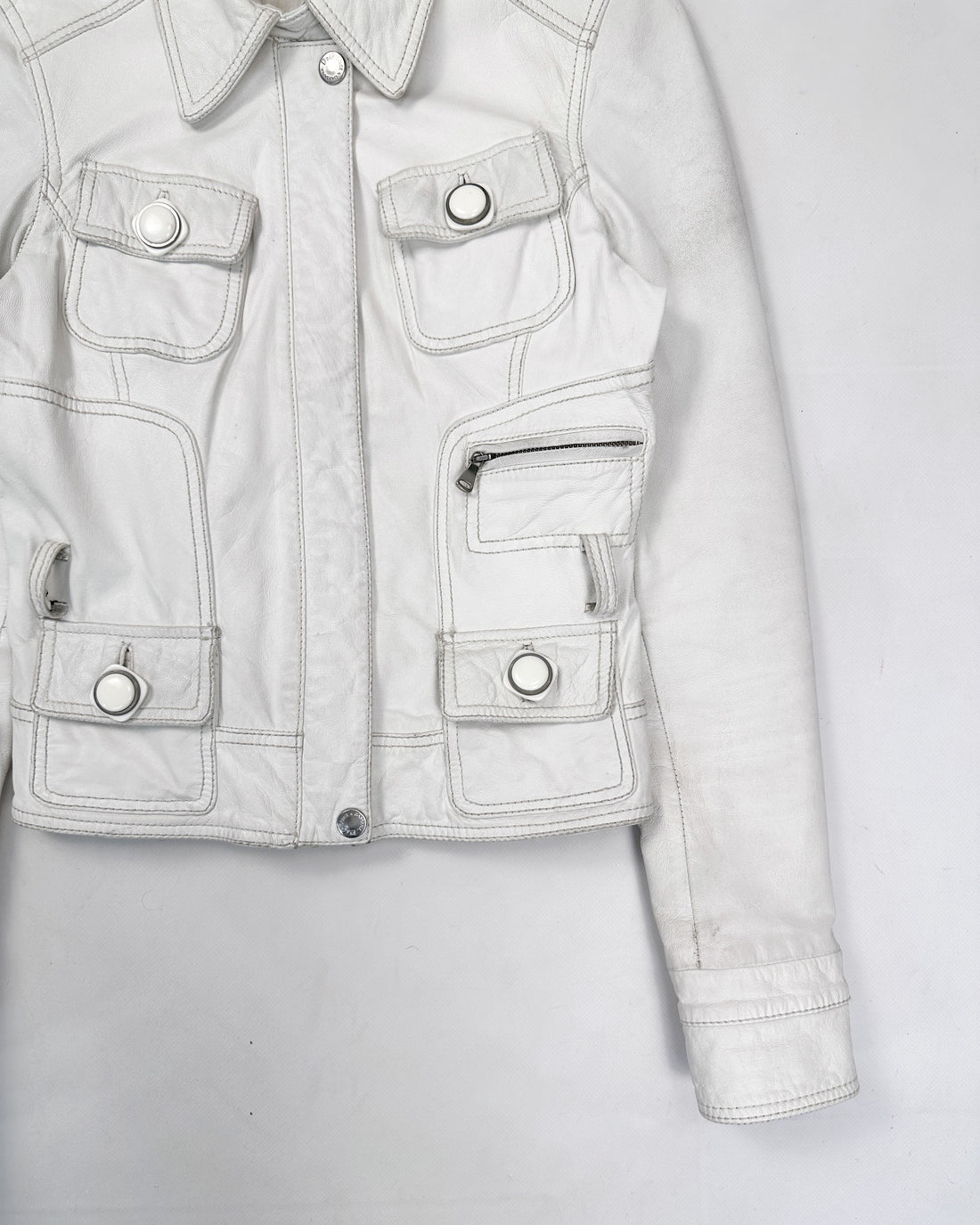Dolce & Gabbana White Leather Jacket 1990's
