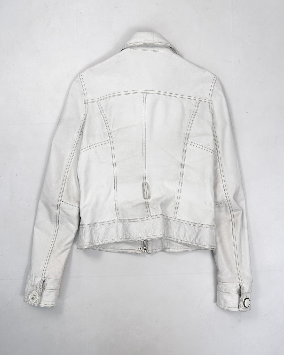 Dolce & Gabbana White Leather Jacket 1990's