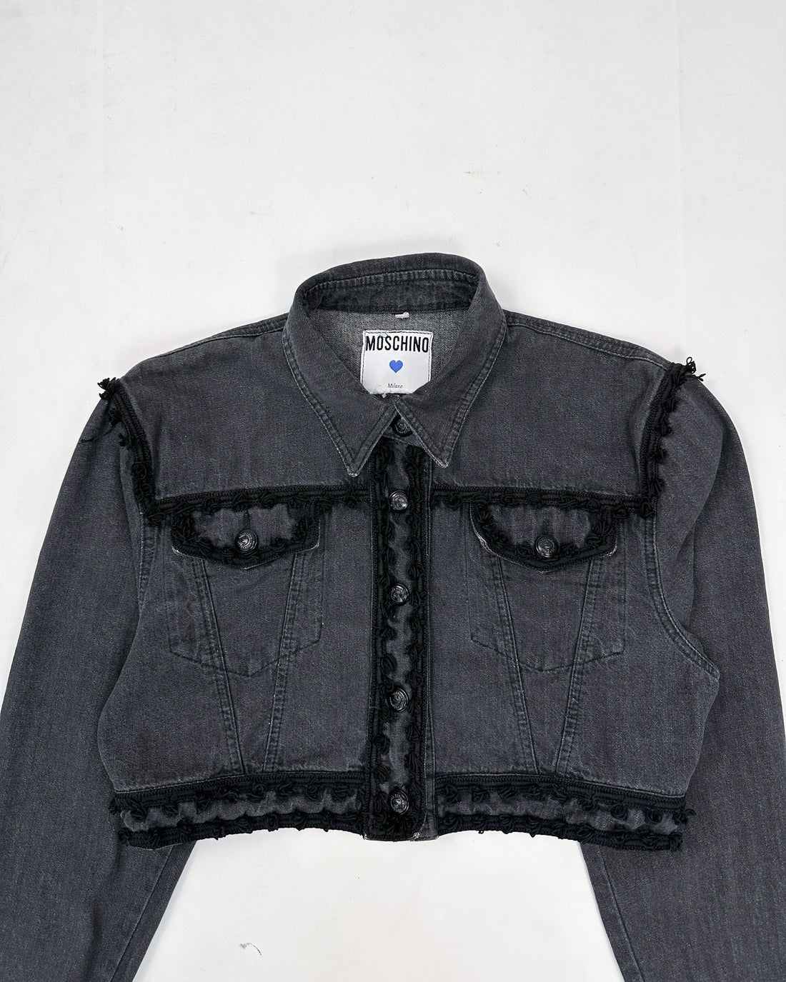 Moschino Cropped Decorated Denim Jacket 1990's