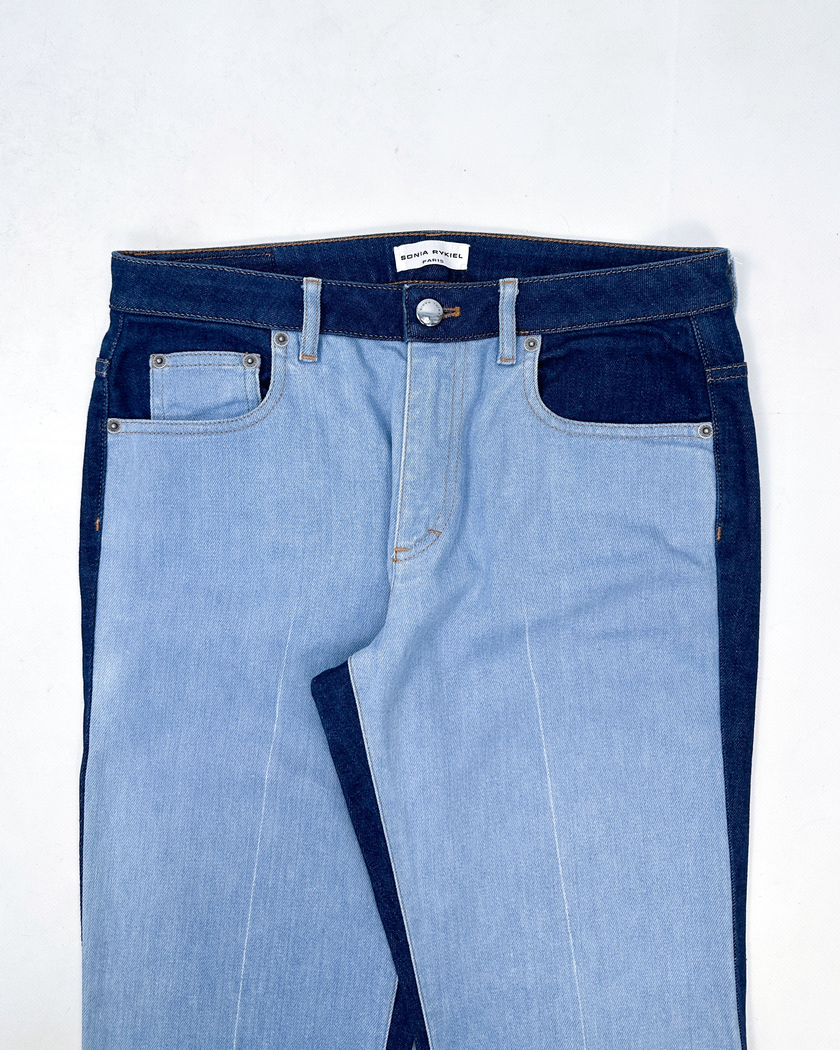 Sonia Rykiel 2-Tone Flare Denim Pants 2010's