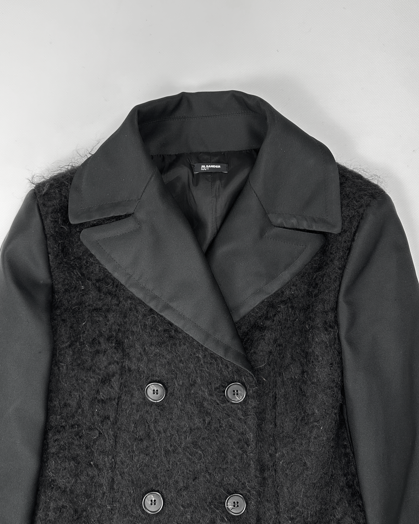 Jil Sander Navy Mohair Front Cross Jacket 2000's
