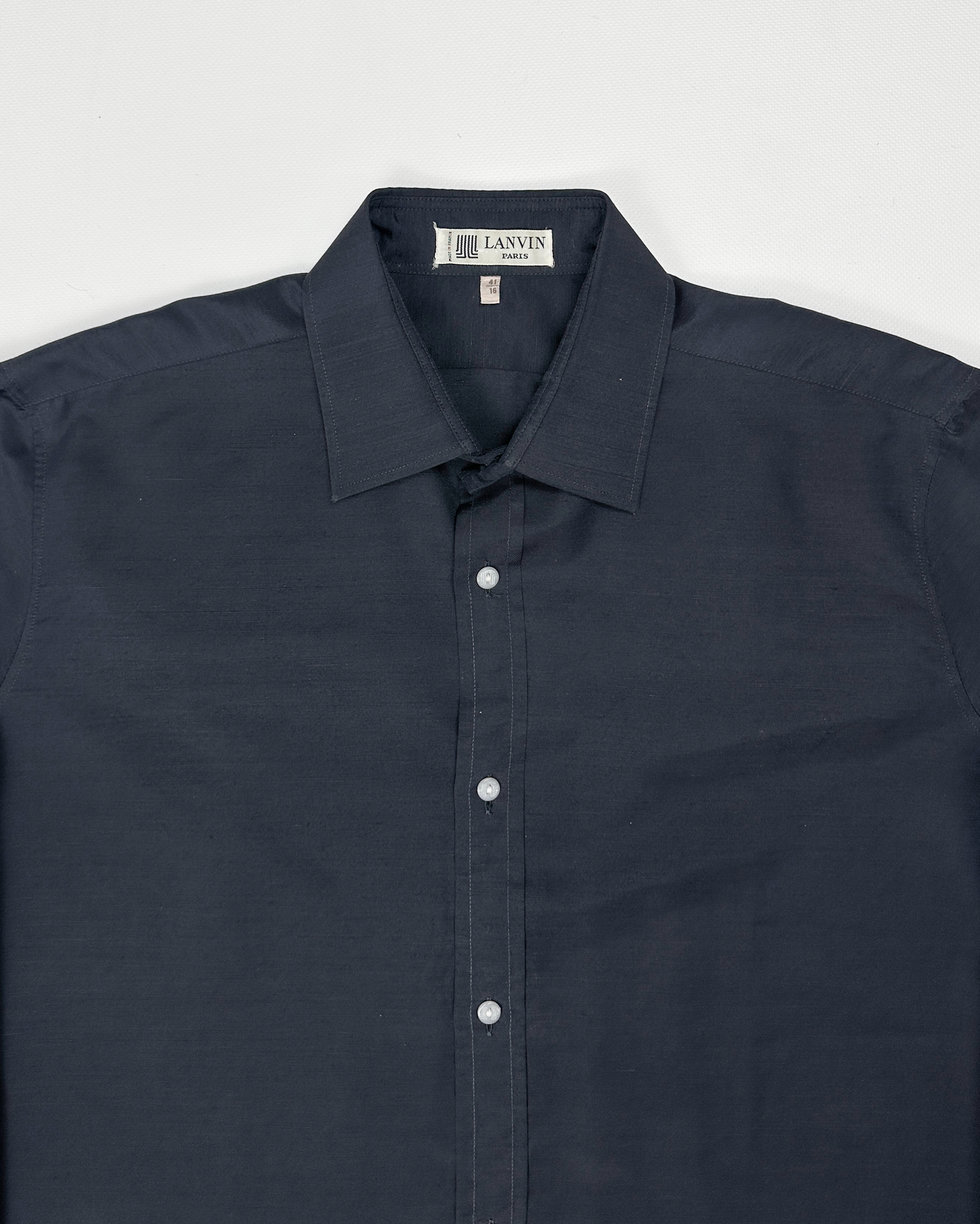 Lanvin Dark Ash Blue Textured Light Shirt 1990's