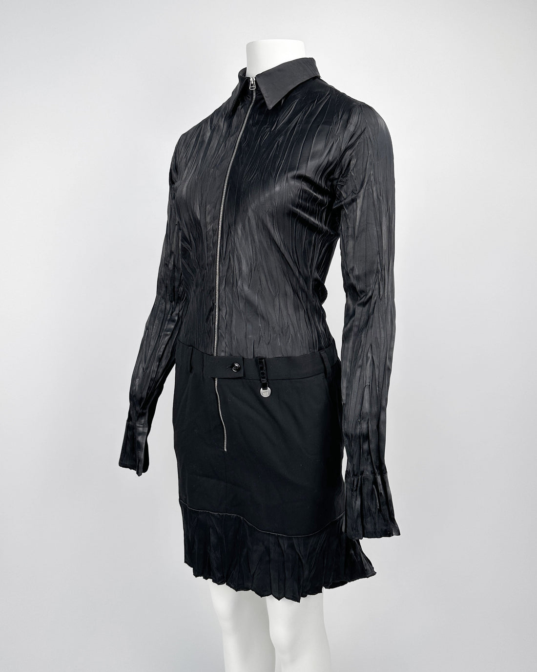 Marithé Francois Girbaud Pleated Black Dress 2000's