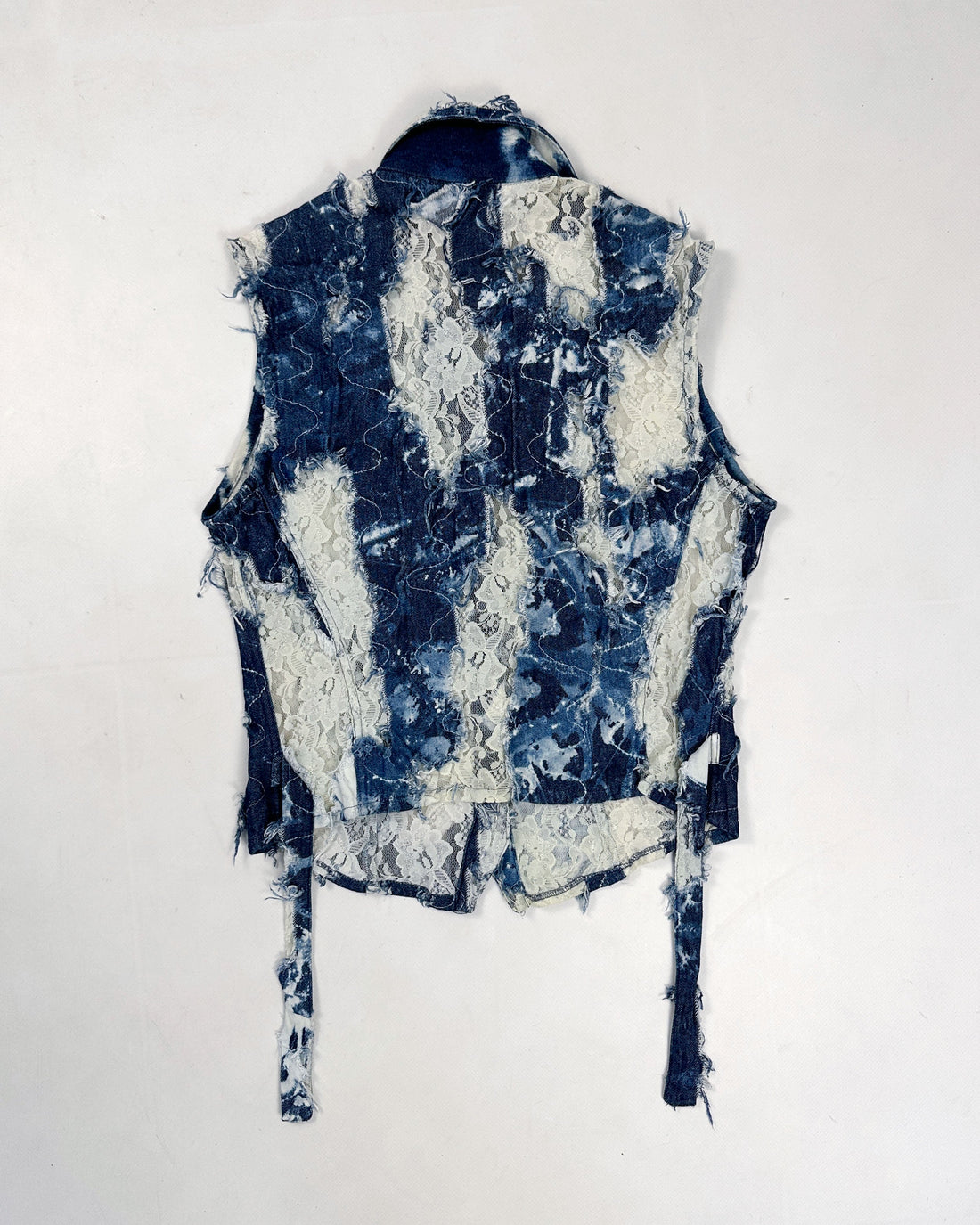 Anne Fontaine Destroyed Denim Lace Top 2000's