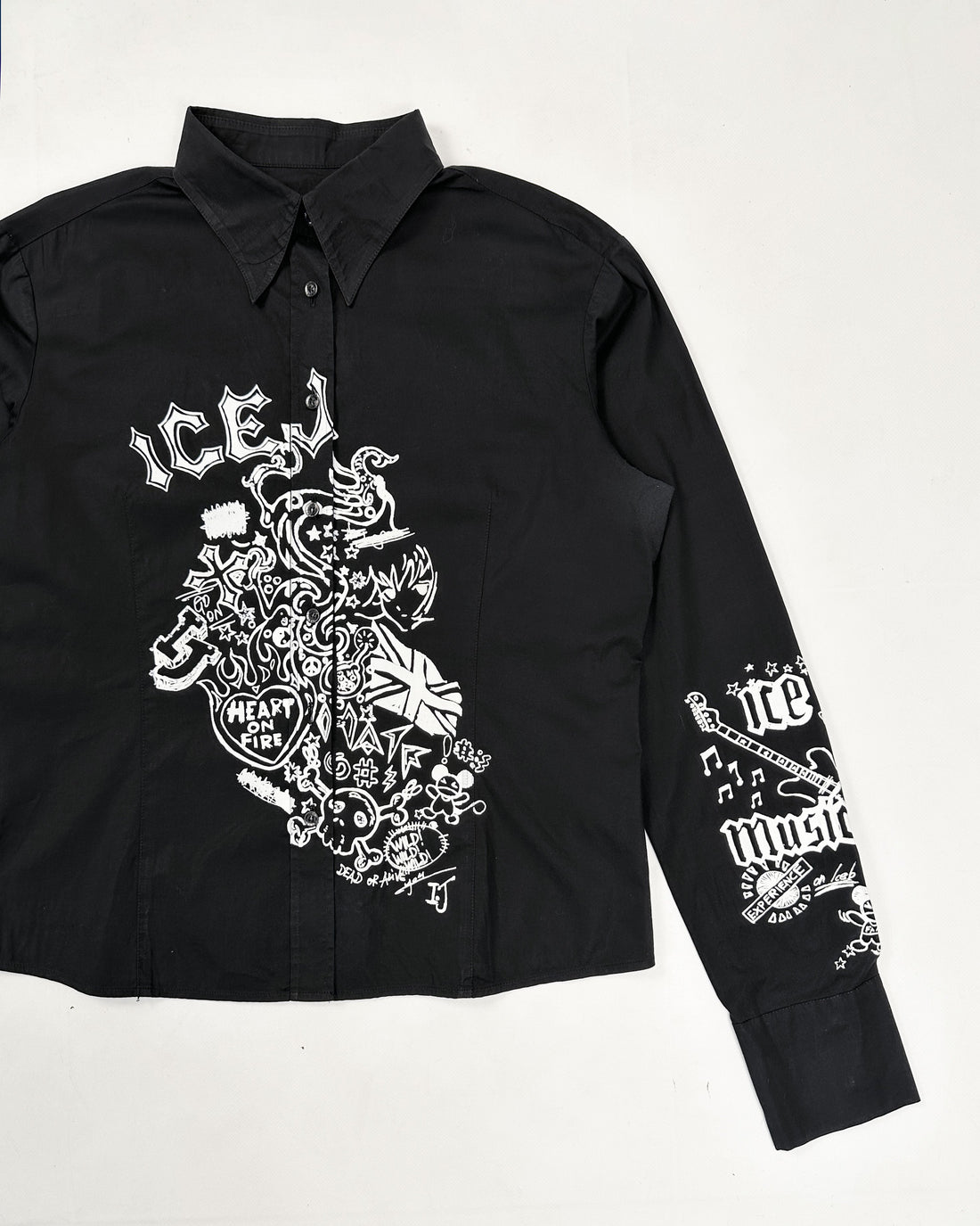 Ice J By Iceberg Black Printed Shirt 2000's