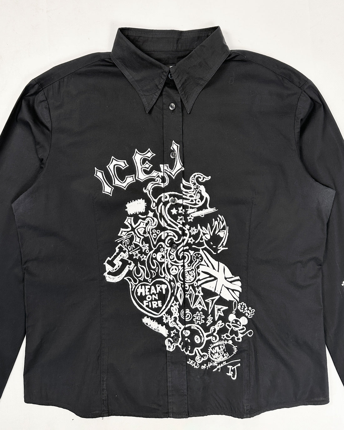 Ice J By Iceberg Black Printed Shirt 2000's