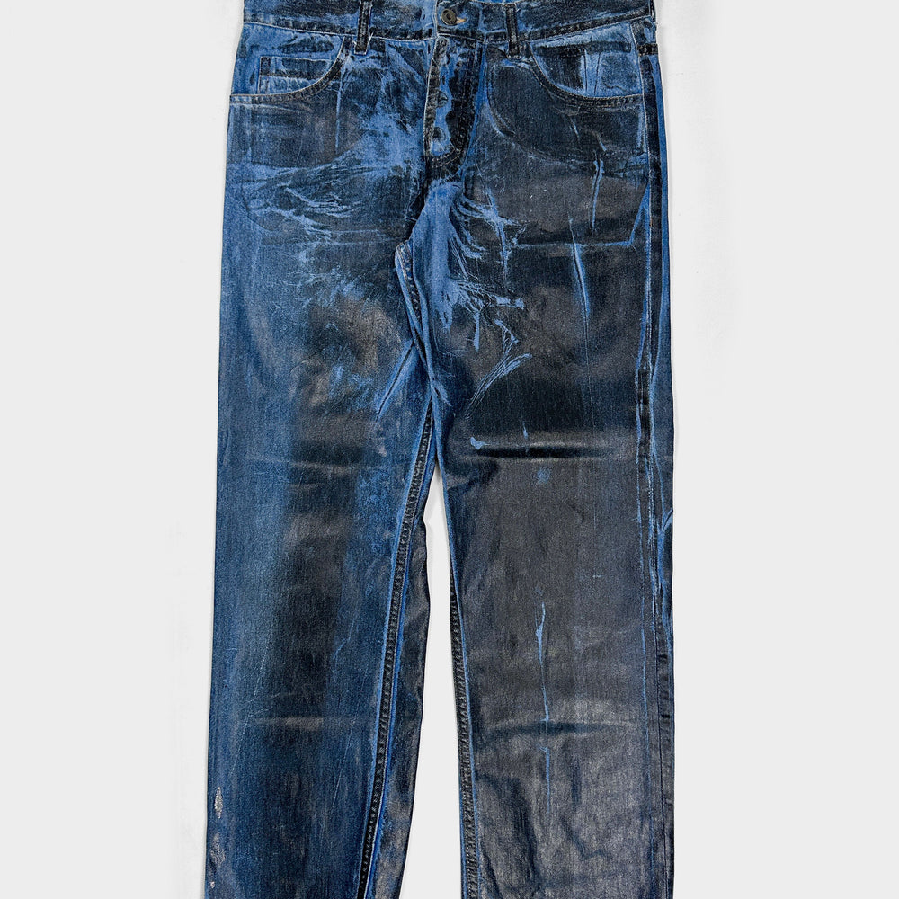 Exté Black Painted Over Denim SAMPLE Pants FW 2000