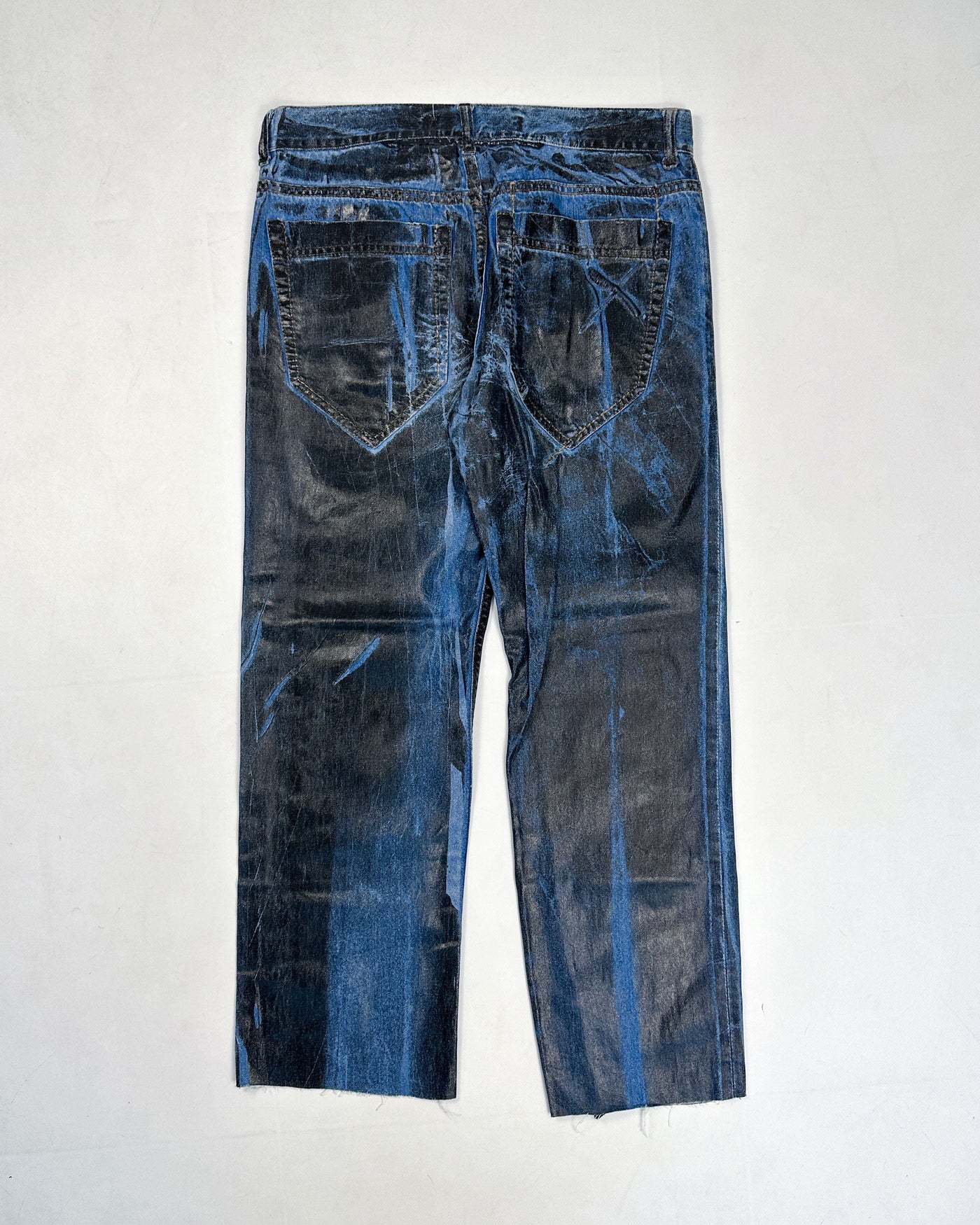 Exté Black Painted Over Denim SAMPLE Pants FW 2000