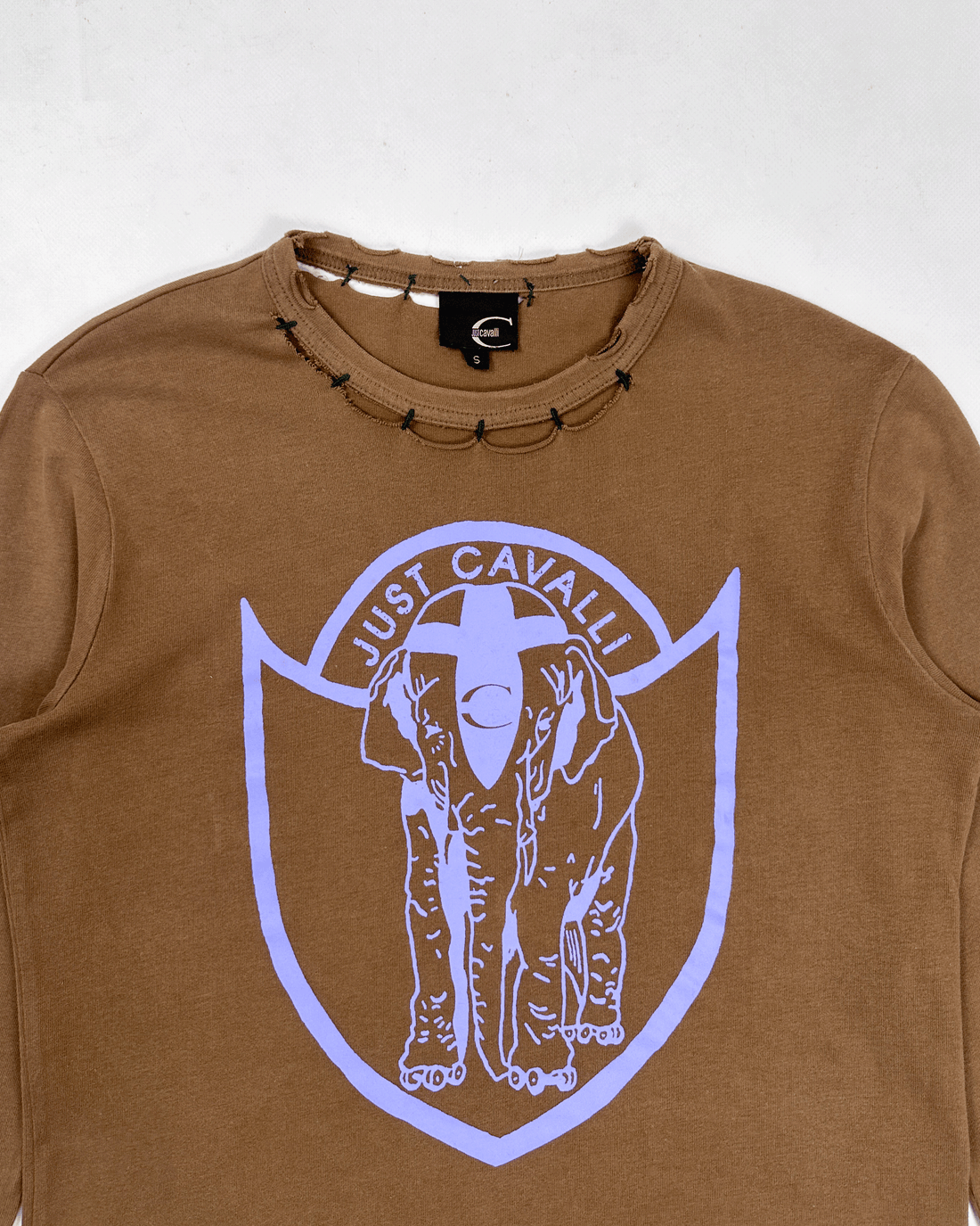 Roberto Cavalli Elephant Distressed Brown Top 2000's