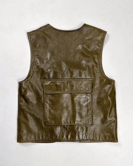 Sonia Rykiel Khaki Utility Leather Vest 2000's