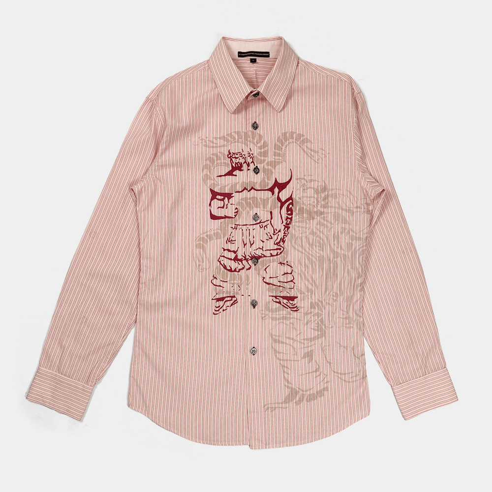 Marithé Francois Girbaud Red Stripes Printed Shirt 2000's