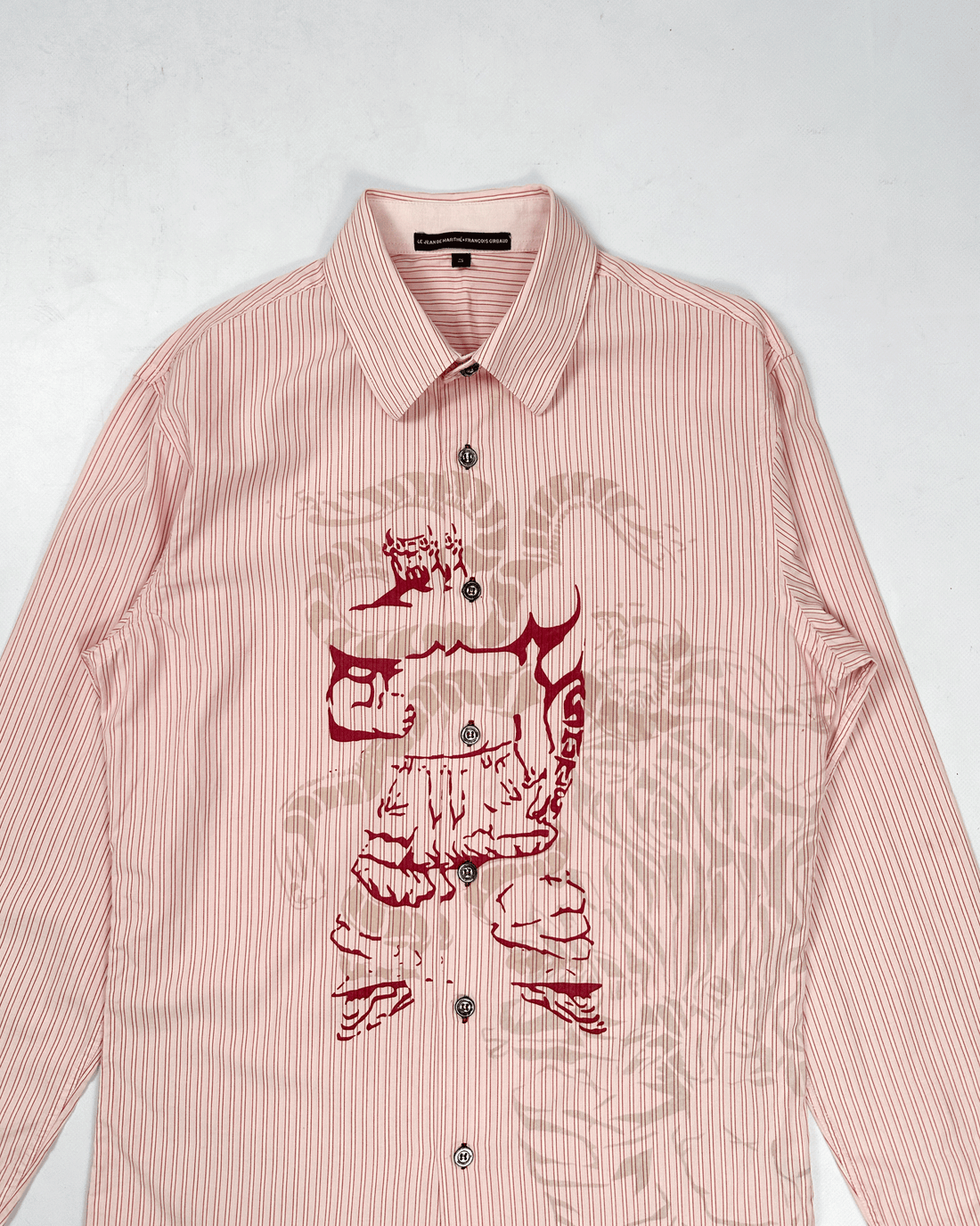 Marithé Francois Girbaud Red Stripes Printed Shirt 2000's