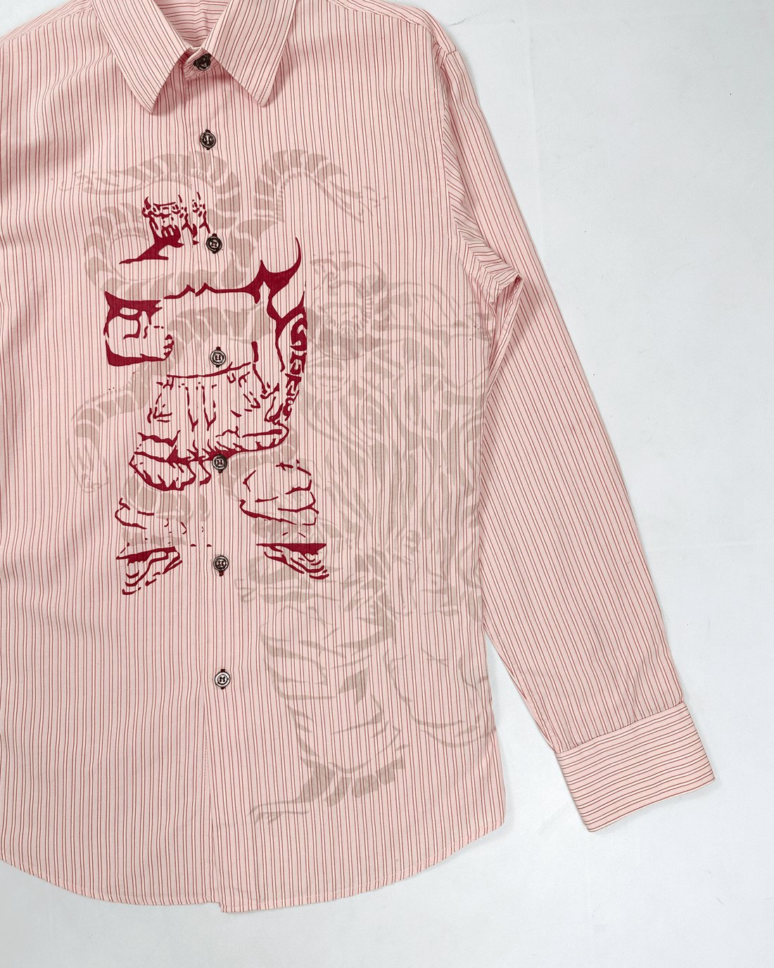 Marithé Francois Girbaud Red Stripes Printed Shirt 2000's