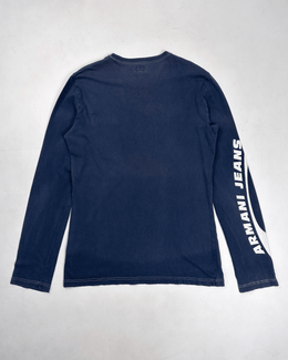 Armani Printed Logo Sleeve Faded Blue Tee 2000's