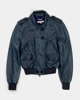 See by Chloé Leather Bomber Deep Green Jacket 2000's