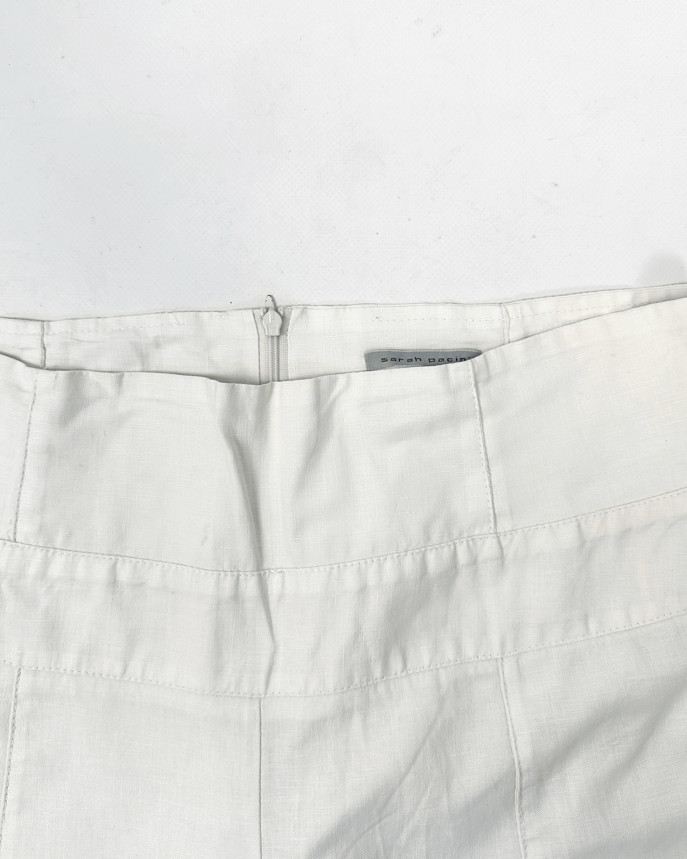 Sarah Pacini White Linen Super Wide-Leg Pants 2000's