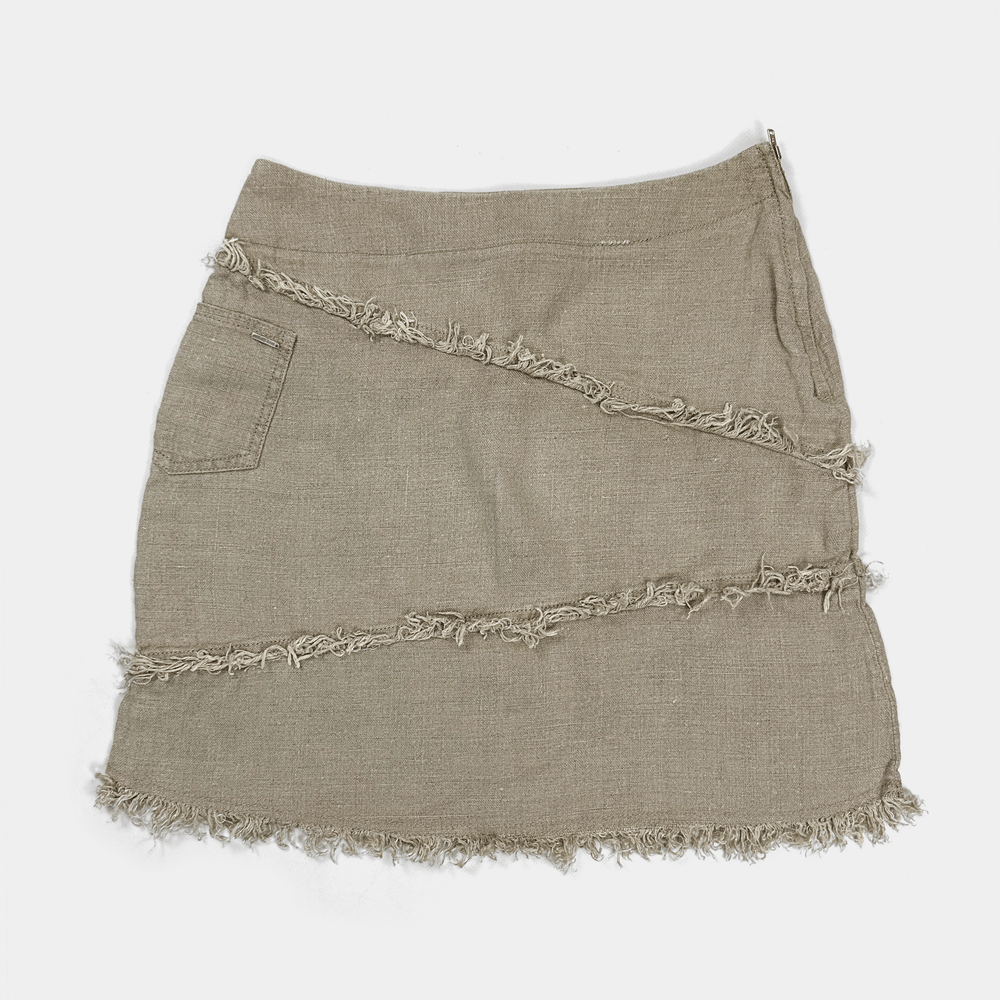 Kenzo Jeans Linen Distressed Skirt 1990's