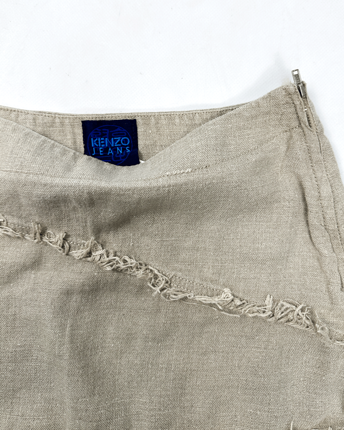 Kenzo Jeans Linen Distressed Skirt 1990's