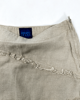 Kenzo Jeans Linen Distressed Skirt 1990's