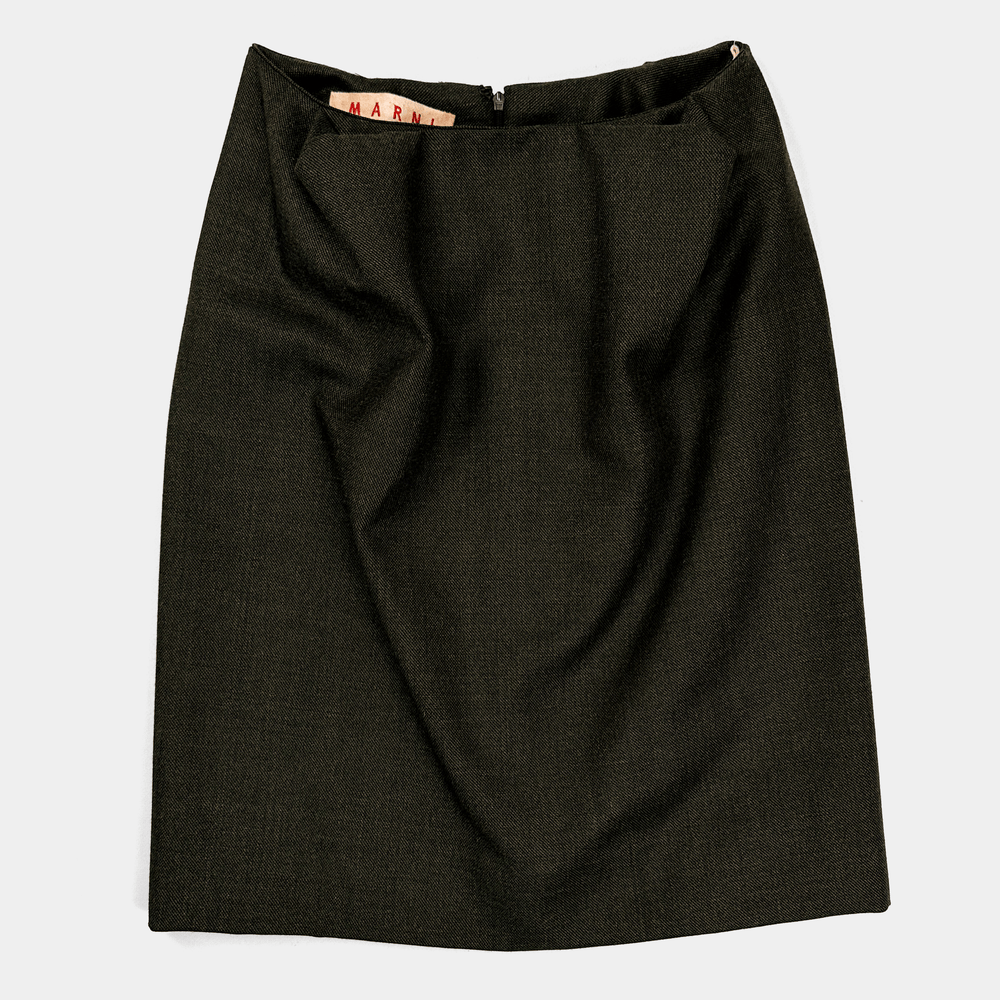 Marni 3-D Pleated Wool Skirt 2000's