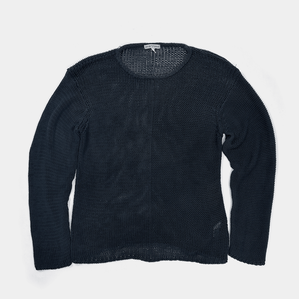 Armani Heavyweight Deep Blue Knitted Sweater 2000's