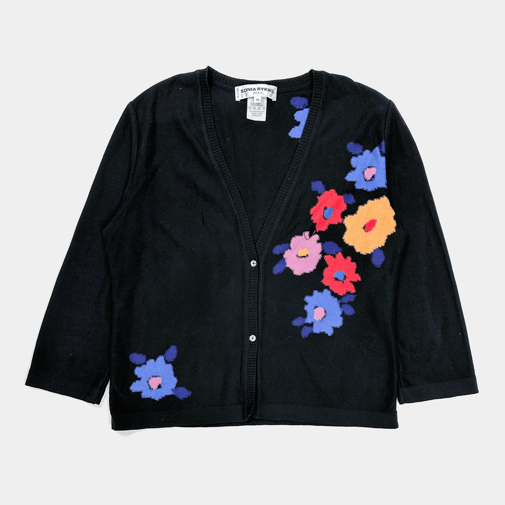 Sonia Rykiel Flower print Black Cardigan 2000's