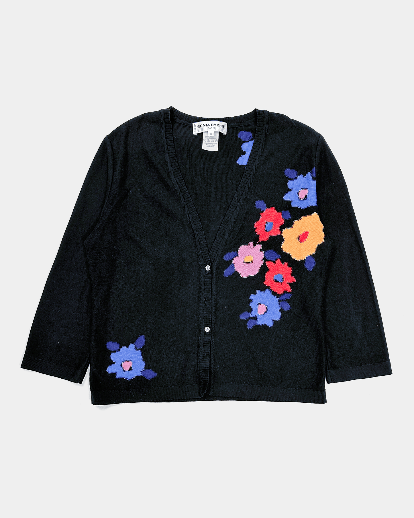 Sonia Rykiel Flower print Black Cardigan 2000's