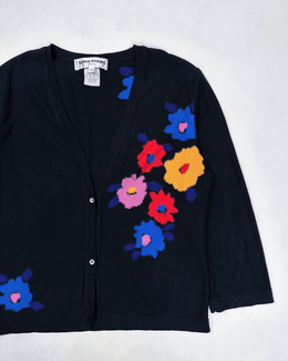 Sonia Rykiel Flower print Black Cardigan 2000's