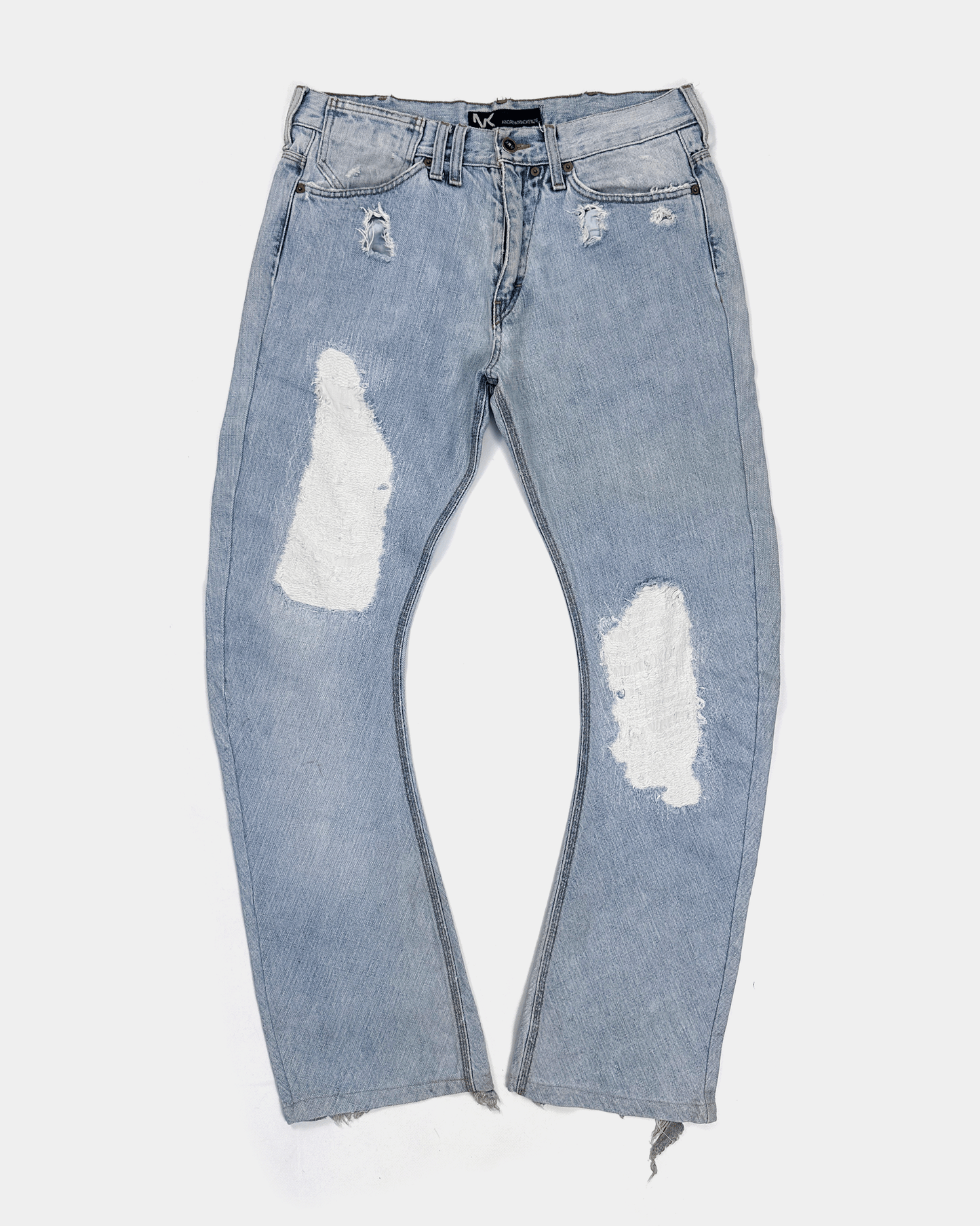 Andrew Mackenzie Curved Distressed Denim Pants 2000's